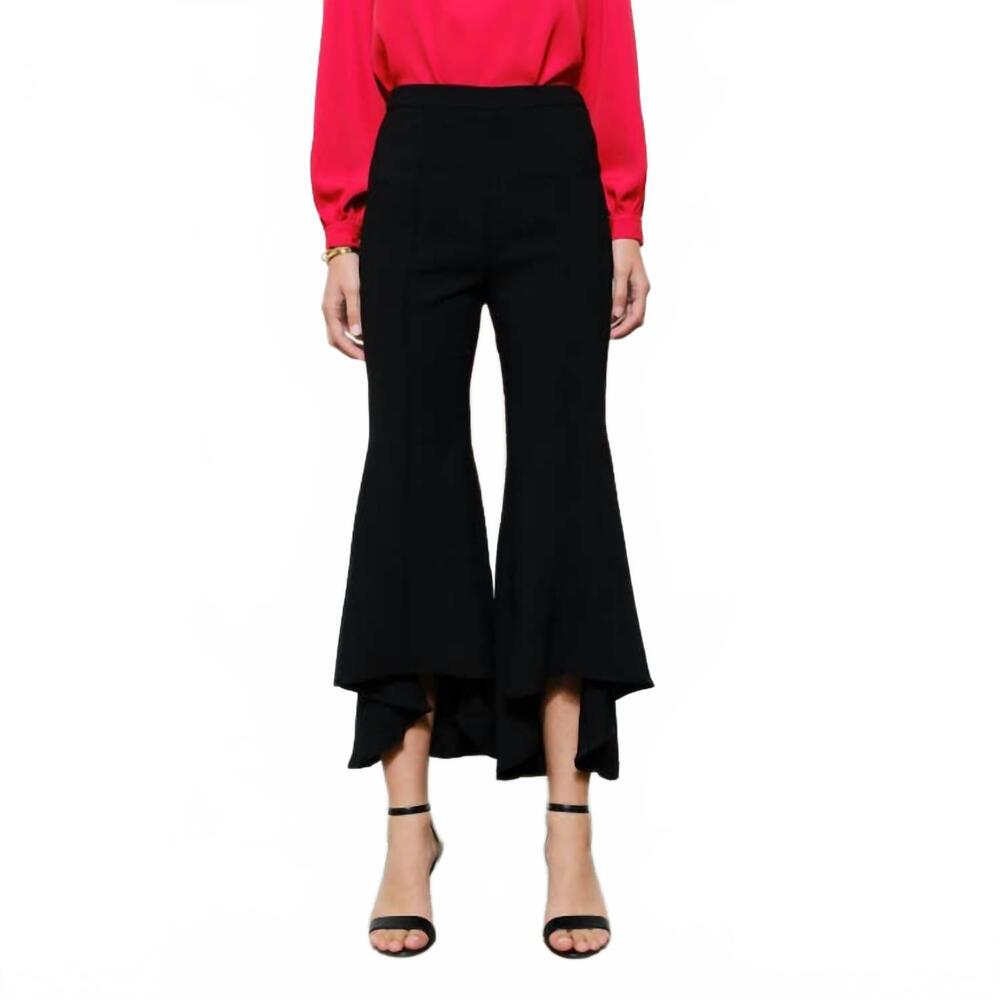 NEW INA FASHION draped ruffle high low flare pants in black